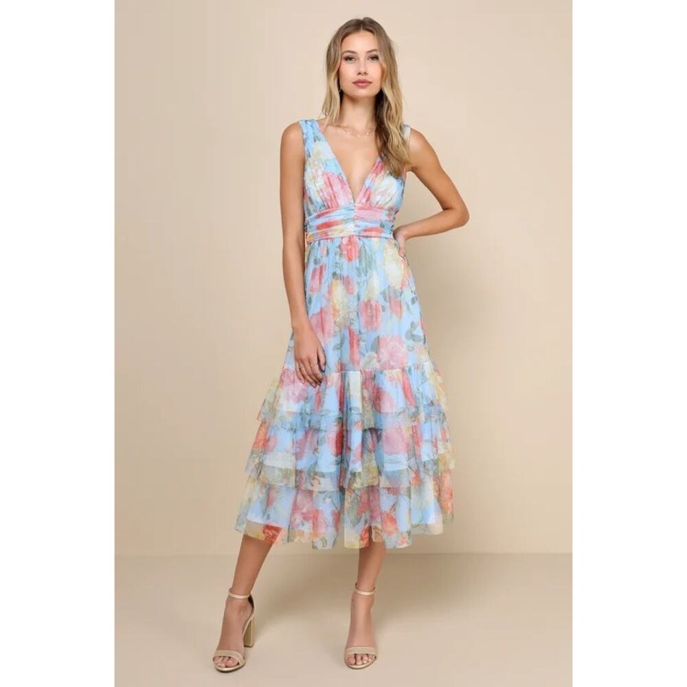 Lulu's Multicolor Floral Midi Dress
